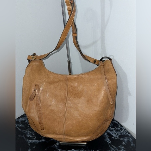 Frye Melissa Scooped Hobo Leather Large Bag Beige AUTHENTIC -LIKE NEW - Picture 6 of 12